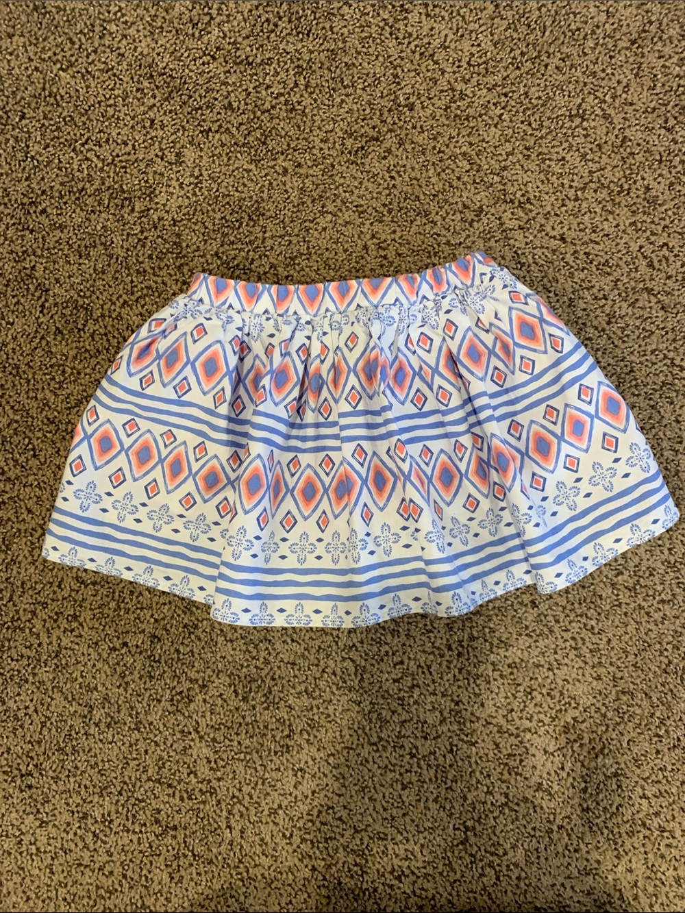 🌷2/$20🌷Girls Cotton White Skort with Blue Stripes and Coral Diamond Print